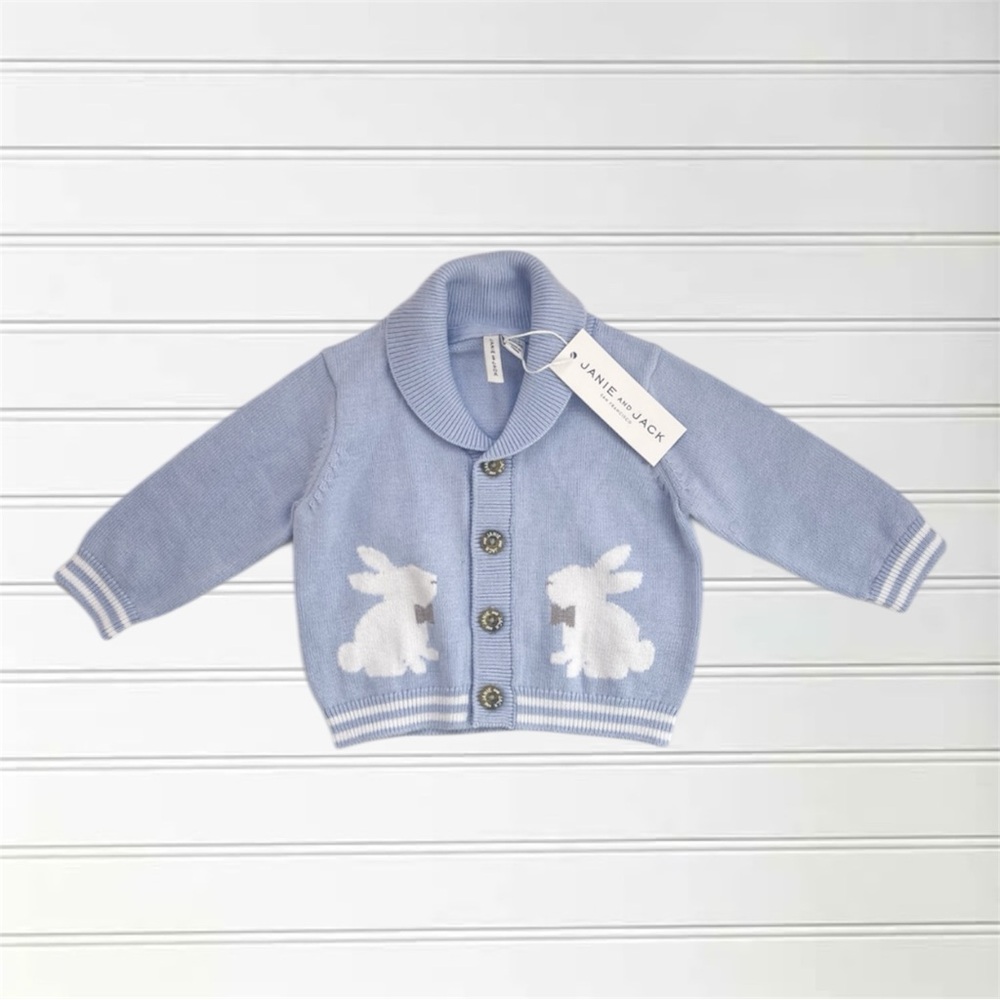 JANIE & JACK NWT Bunny Shawl Collar Knit Cardigan Spring Sweater